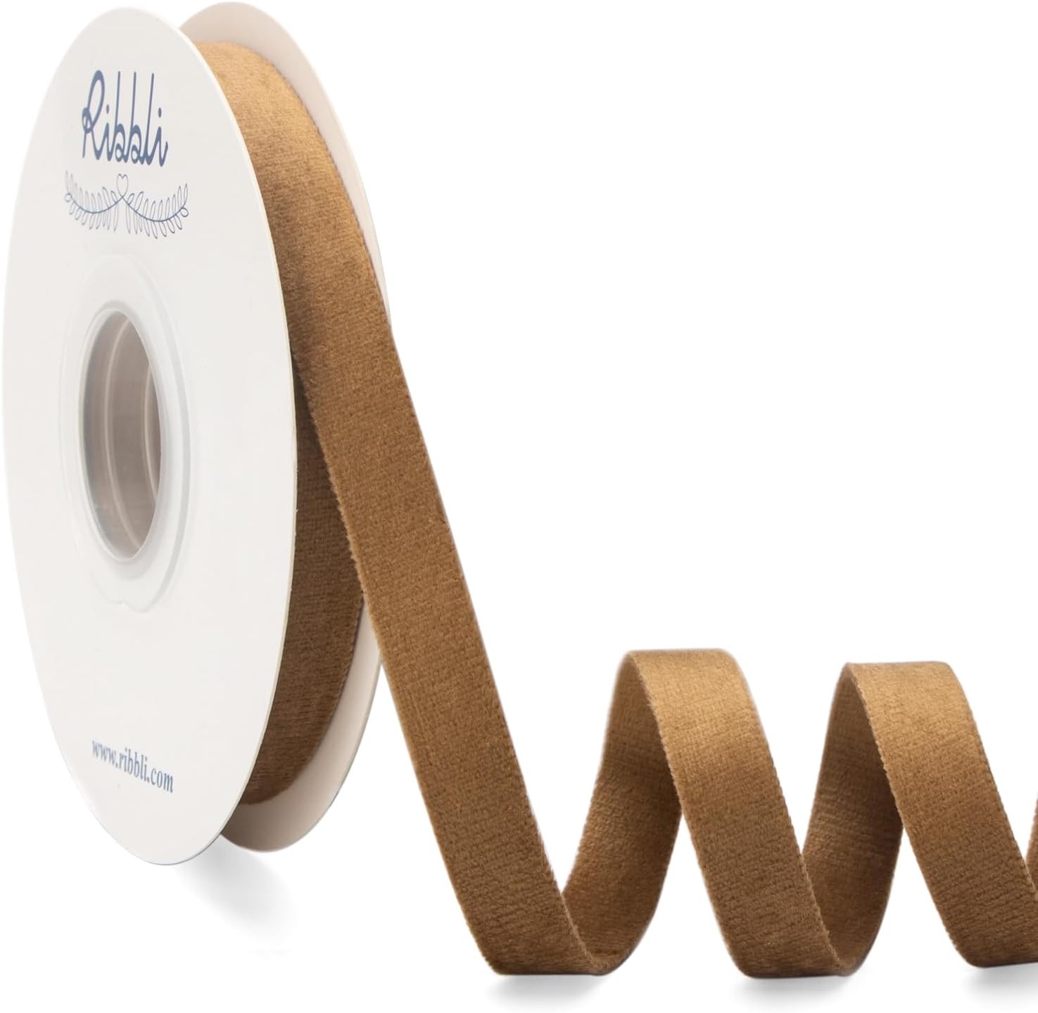 Ribbli Antique Gold Velvet Ribbon Double Faced 1 Inch 10-Yard Spool Gold Ribbon Use for Christmas Tree Ornaments Gift Wrapping Wreath Decoration Wedding Boutonnieres(Khaki)