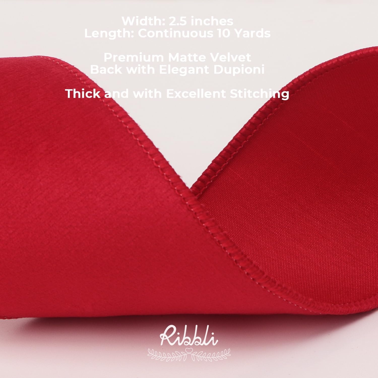 Ribbli Sage Green Velvet Wired Ribbon with Dupioni 4 Inch Christmas Ribbon for Gift Wrapping Christmas Tree Decoration Crafts Wreaths Supplies-Continuous 10 Yards(Red)
