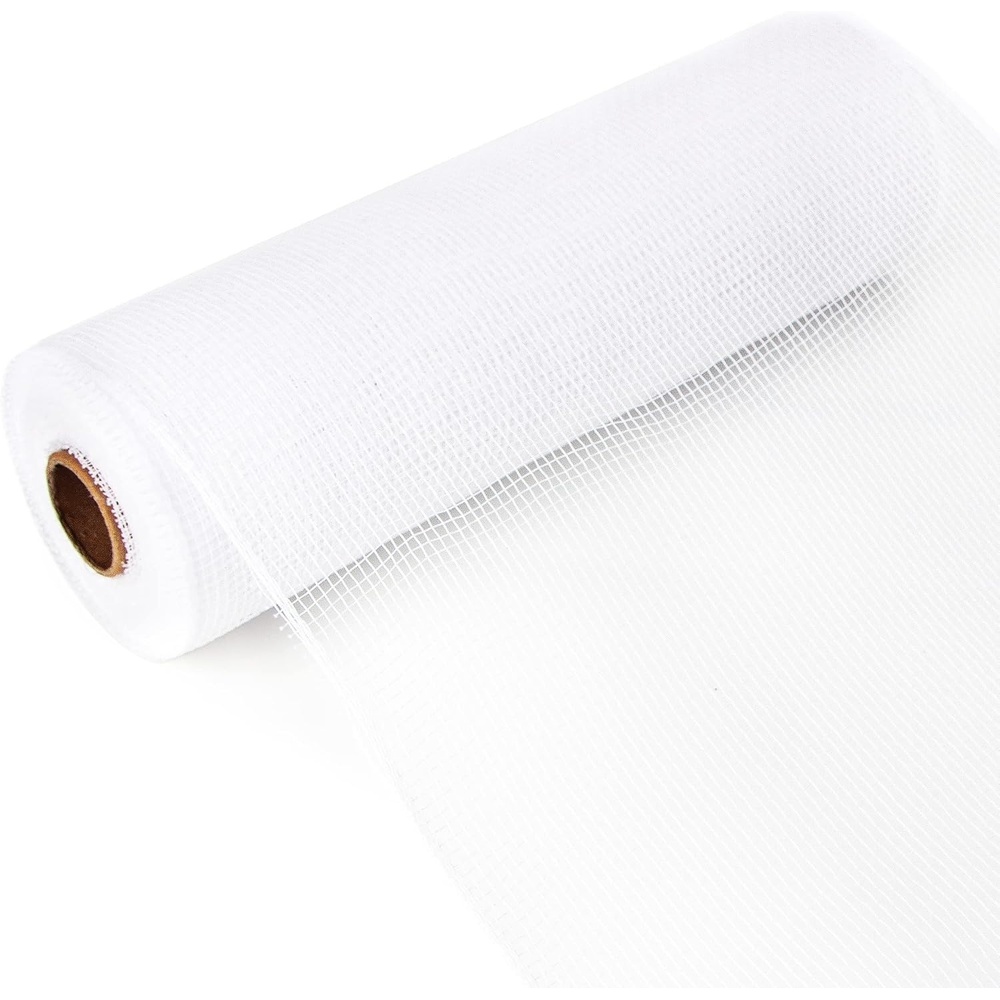 Ribbli Cream Mesh Ribbon,10 inch x 30 feet(10Yard), Christmas Ribbon for Wreath Swags and Christmas Tree Decoration (Non-Metallic)(White)