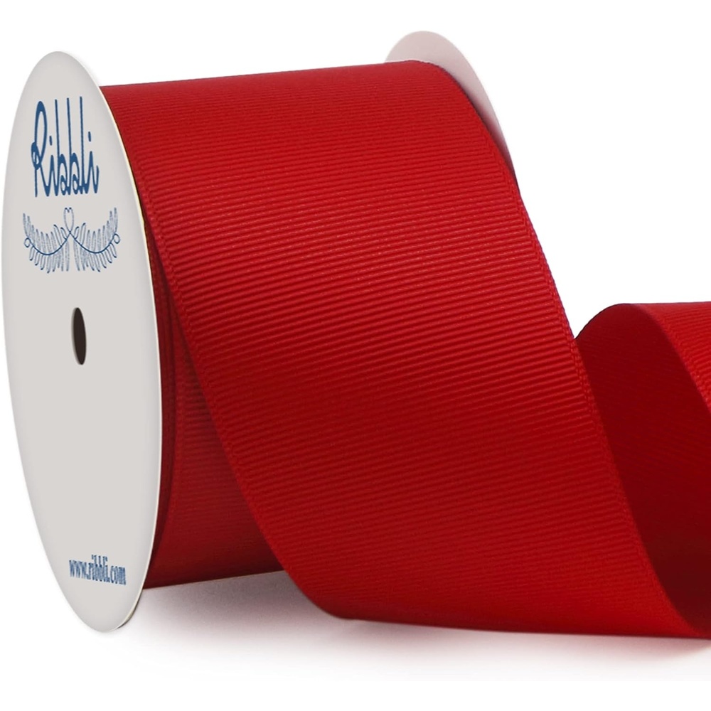 Ribbli Red Grosgrain Ribbon,3 inches x Continuous 10 Yards,Use for Bows DIY Hair Accessories,Gift Wrapping,Craft and Sewing(Red)