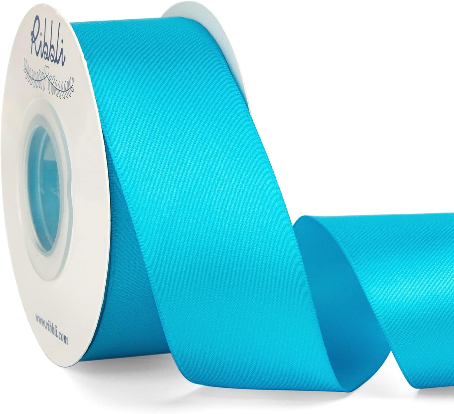 Ribbli Double Faced Rose Gold Satin Ribbon,3/8 x Continuous 25 Yards,Use for Bows Bouquet,Gift Wrapping,Floral Arrangement(Blue Turquoise)