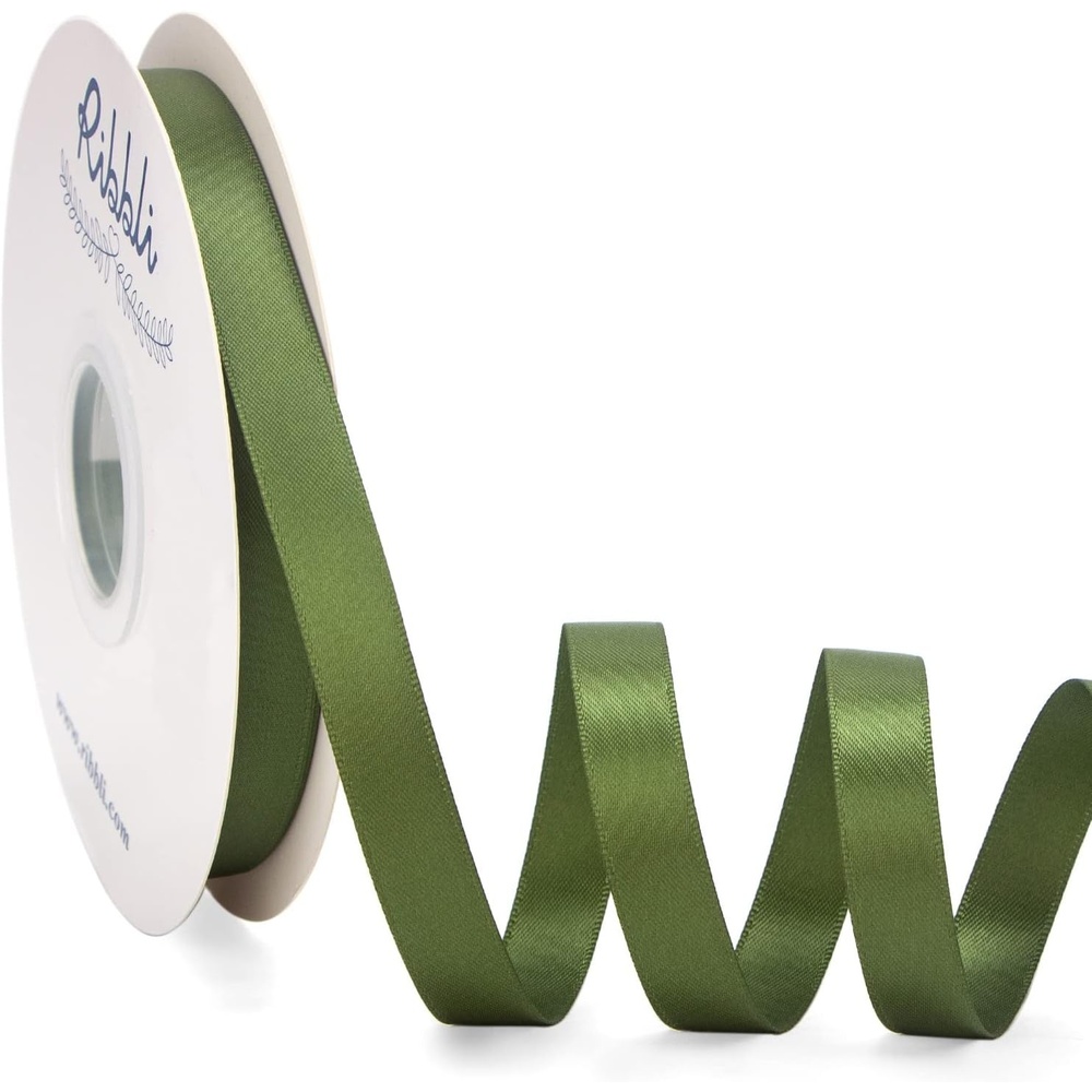Ribbli Dusty Sage Satin Ribbon Double Faced Satin 1/2 inch x Continuous 50 Yards-Spring Moss Ribbon for Gift Wrapping Crafts Wedding Decoration Bows Bouquet Floral Arrangement(Green Moss)