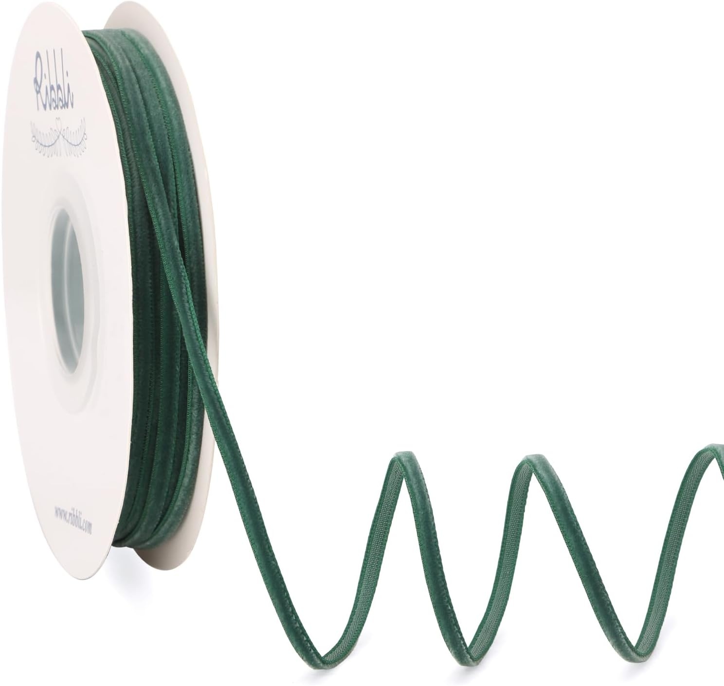 Ribbli Sage Green Velvet Ribbon 1/8 Inches Continuous 25 Yard Spool Sage Green Christmas Ribbon for Gift Wrapping Crafts Home Decor(Forest Green)