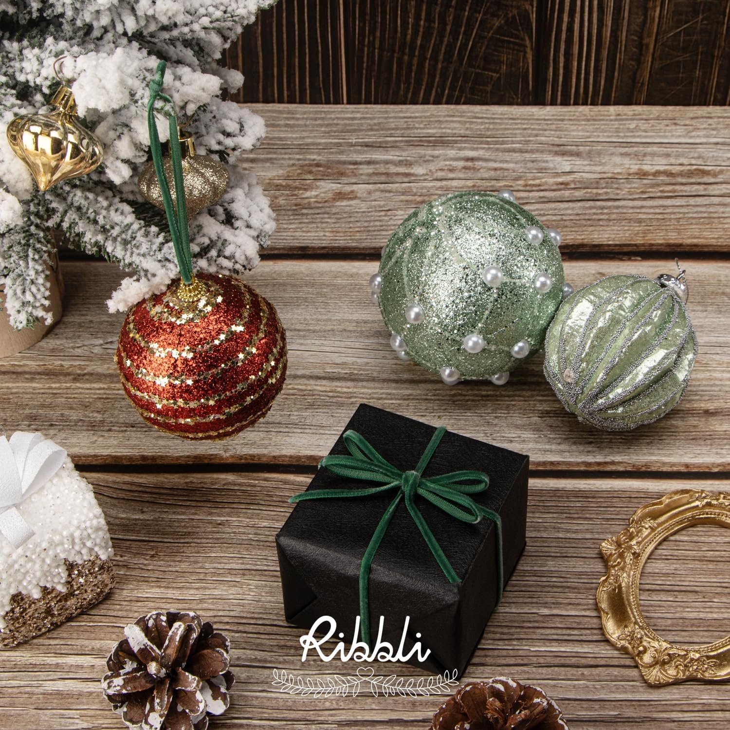 Ribbli Sage Green Velvet Ribbon 1/8 Inches Continuous 25 Yard Spool Sage Green Christmas Ribbon for Gift Wrapping Crafts Home Decor(Forest Green)