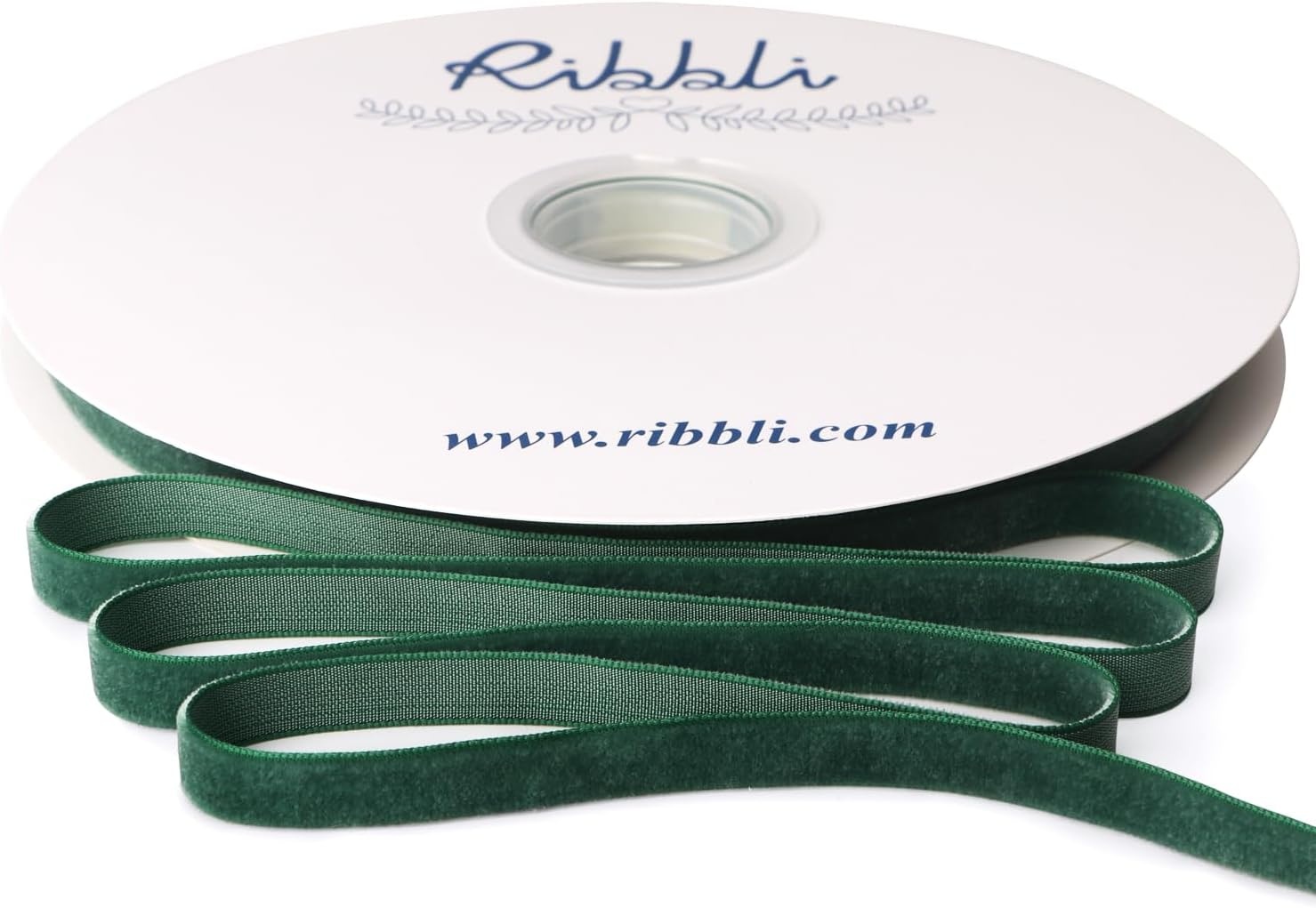 Ribbli Sage Green Velvet Ribbon 1/8 Inches Continuous 25 Yard Spool Sage Green Christmas Ribbon for Gift Wrapping Crafts Home Decor(Forest Green)