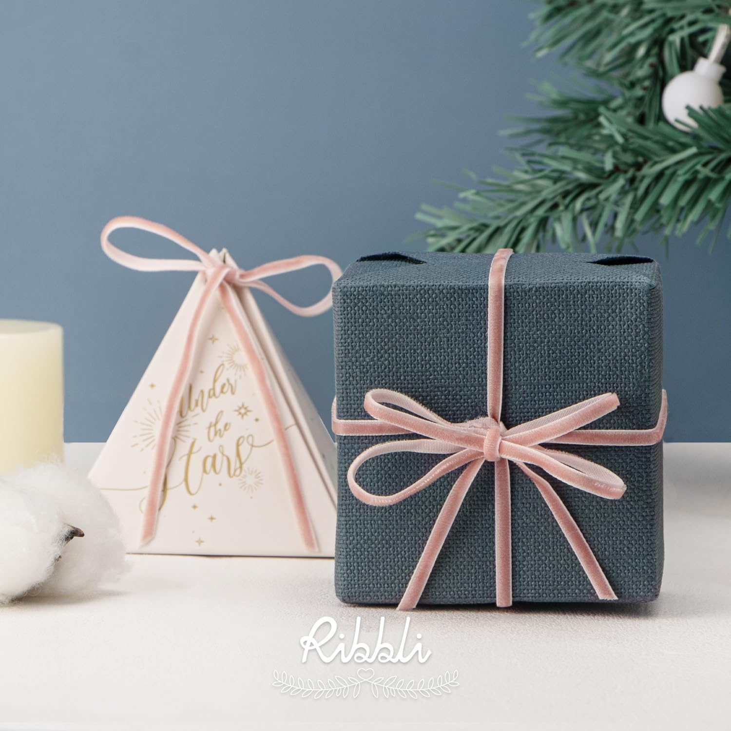 Ribbli Sage Green Velvet Ribbon 1/8 Inches Continuous 25 Yard Spool Sage Green Christmas Ribbon for Gift Wrapping Crafts Home Decor(Dusty Pink)