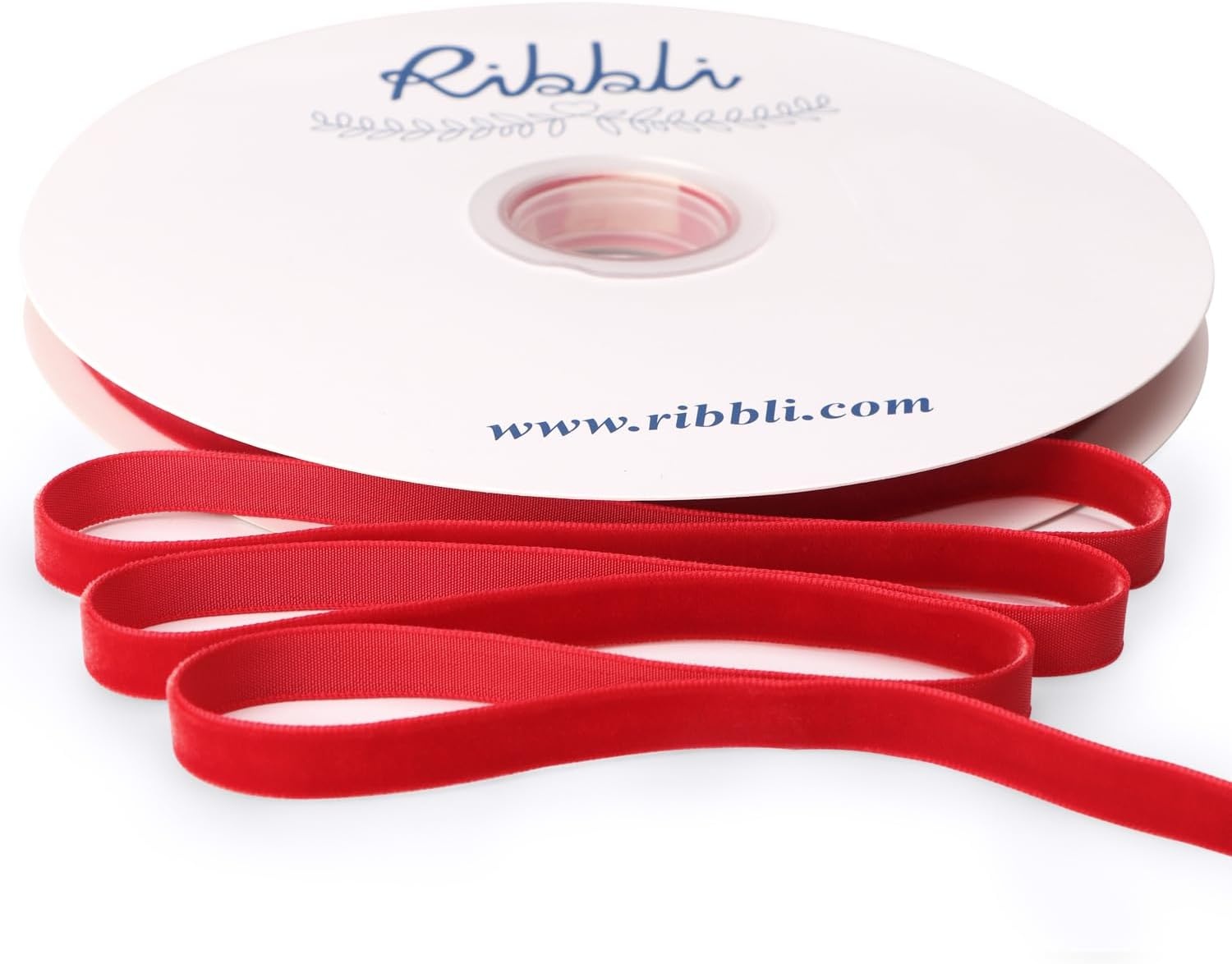 Ribbli Sage Green Velvet Ribbon 1/8 Inches Continuous 25 Yard Spool Sage Green Christmas Ribbon for Gift Wrapping Crafts Home Decor(Red)