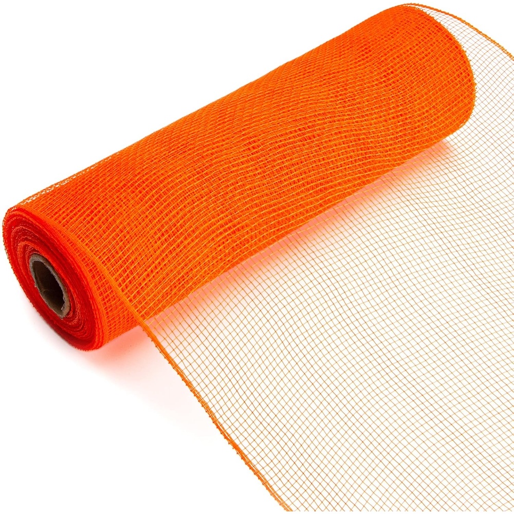 Ribbli Cream Mesh Ribbon,10 inch x 30 feet(10Yard), Christmas Ribbon for Wreath Swags and Christmas Tree Decoration (Non-Metallic)(Orange)