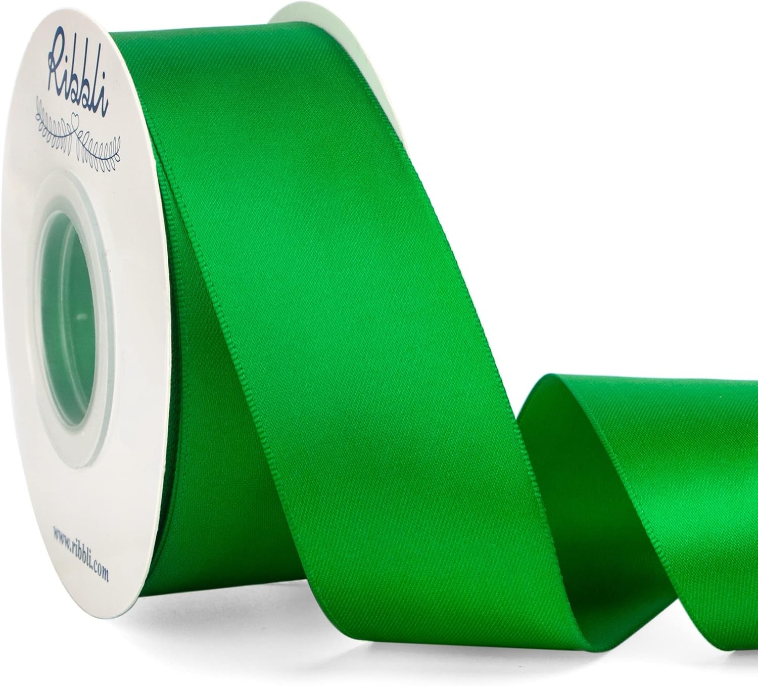 Ribbli Double Faced Rose Gold Satin Ribbon,3/8 x Continuous 25 Yards,Use for Bows Bouquet,Gift Wrapping,Floral Arrangement(Green Emerald)