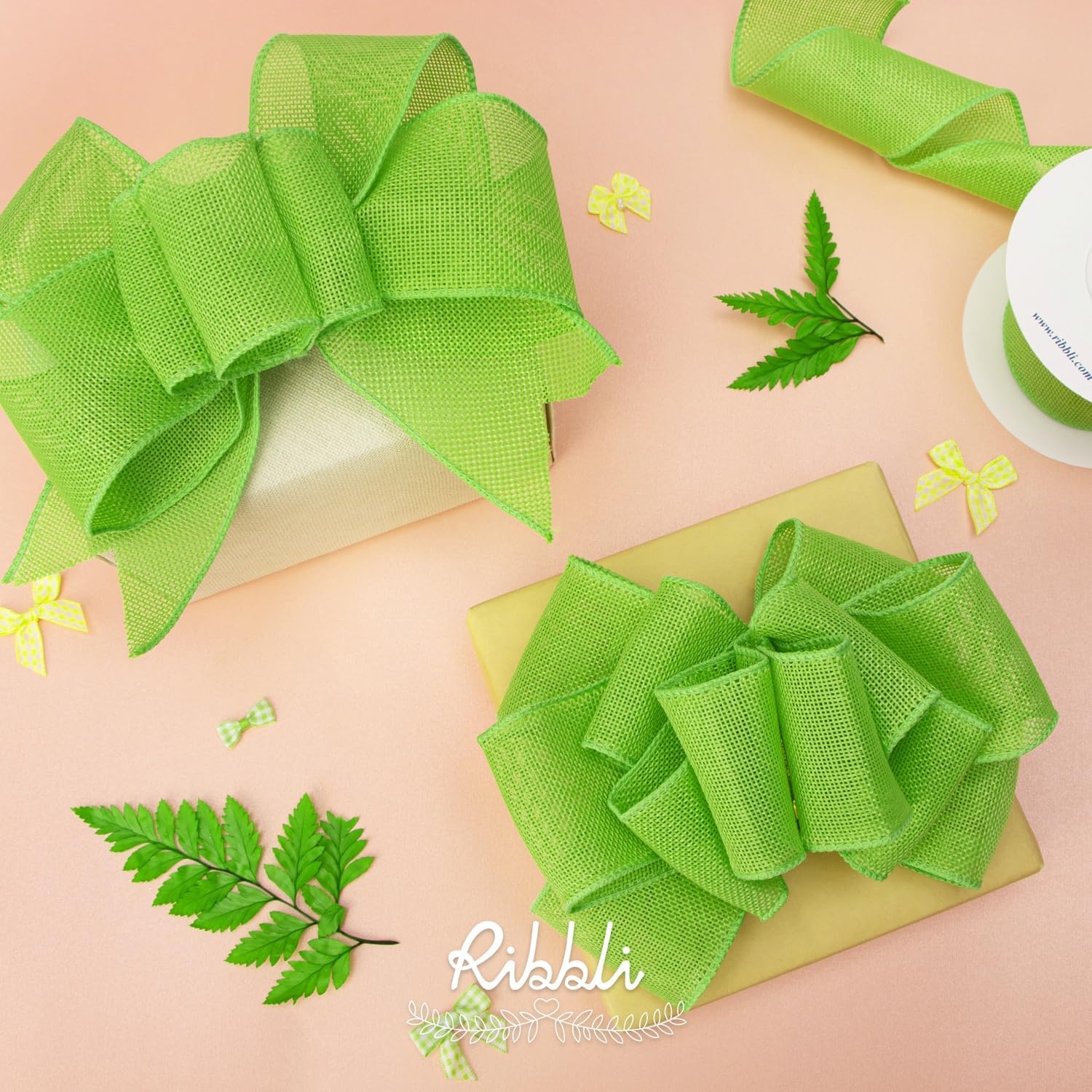 Ribbli Baby Blue Burlap Wired Ribbon,2-1/2 Inch x Continuous 10 Yard, Wired Edge Ribbon for Big Bow,Wreath,Baby Shower Decoration,Outdoor Decoration(Apple Green)