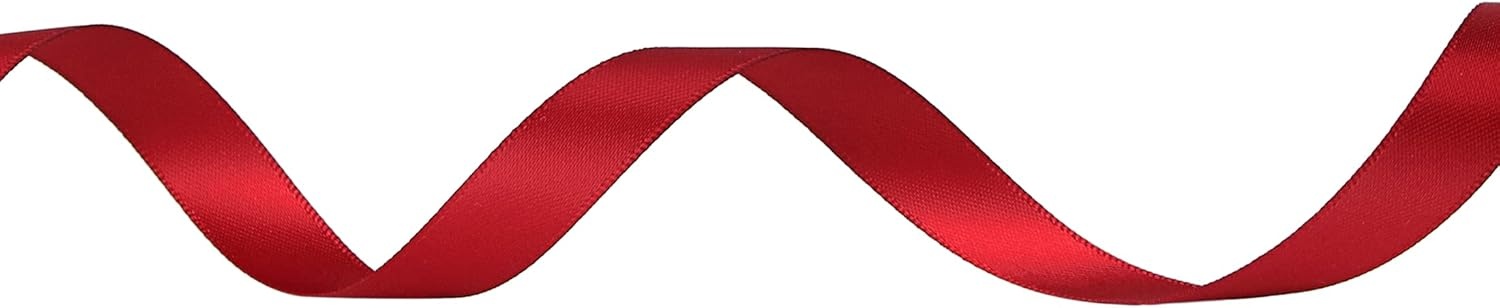 Ribbli Double Faced Rose Gold Satin Ribbon,3/8 x Continuous 25 Yards,Use for Bows Bouquet,Gift Wrapping,Floral Arrangement(Red Scarlet)
