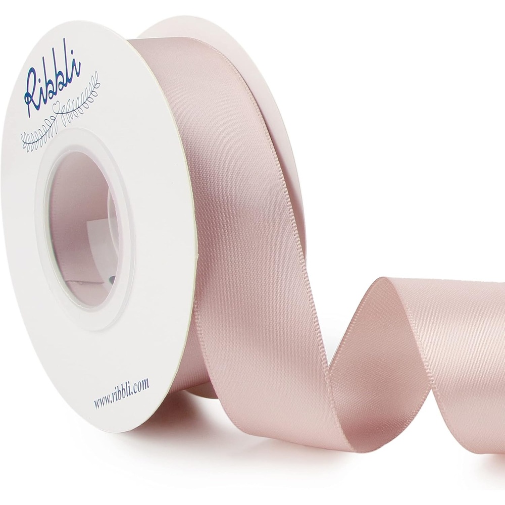 Ribbli Double Faced Rose Gold Satin Ribbon,3/8 x Continuous 25 Yards,Use for Bows Bouquet,Gift Wrapping,Floral Arrangement(Vanilla)
