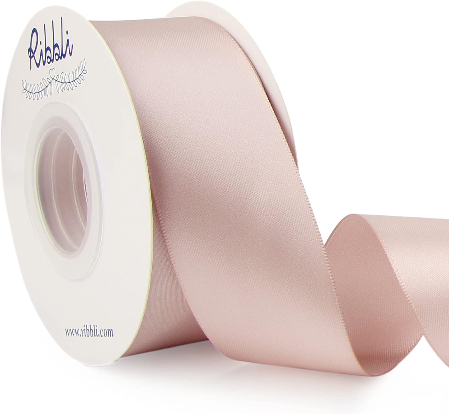 Ribbli Double Faced Rose Gold Satin Ribbon,3/8 x Continuous 25 Yards,Use for Bows Bouquet,Gift Wrapping,Floral Arrangement(Vanilla)