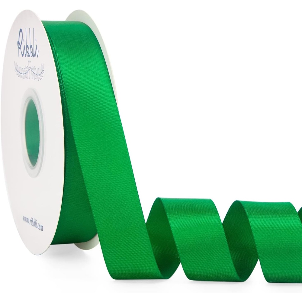 Ribbli Dusty Blue Satin Ribbon Double Faced Satin 1-1/2 Inch x Continuous 50 Yards-Blue Ribbon for Gift Wrapping Crafts Wedding Decoration Bows Bouquet Floral Arrangement(Green Emerald)