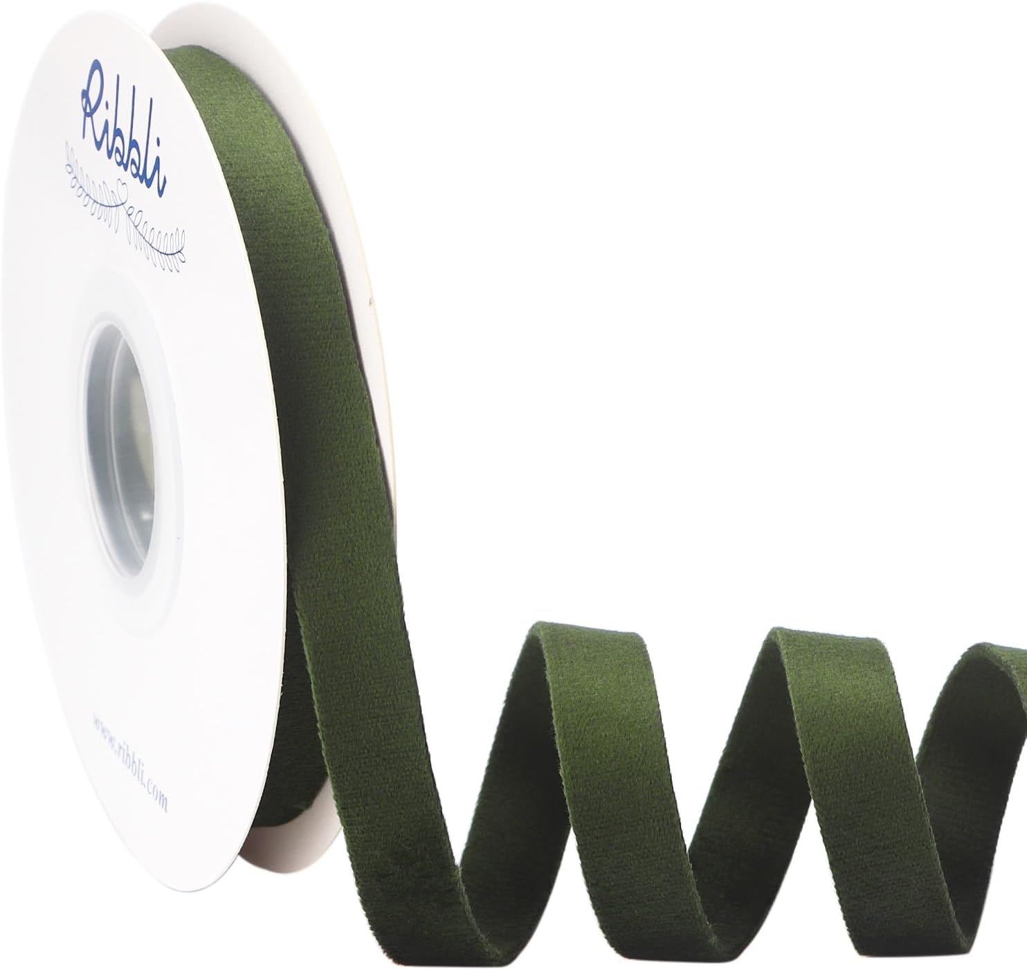 Ribbli Antique Gold Velvet Ribbon Double Faced 1 Inch 10-Yard Spool Gold Ribbon Use for Christmas Tree Ornaments Gift Wrapping Wreath Decoration Wedding Boutonnieres(Moss Green)