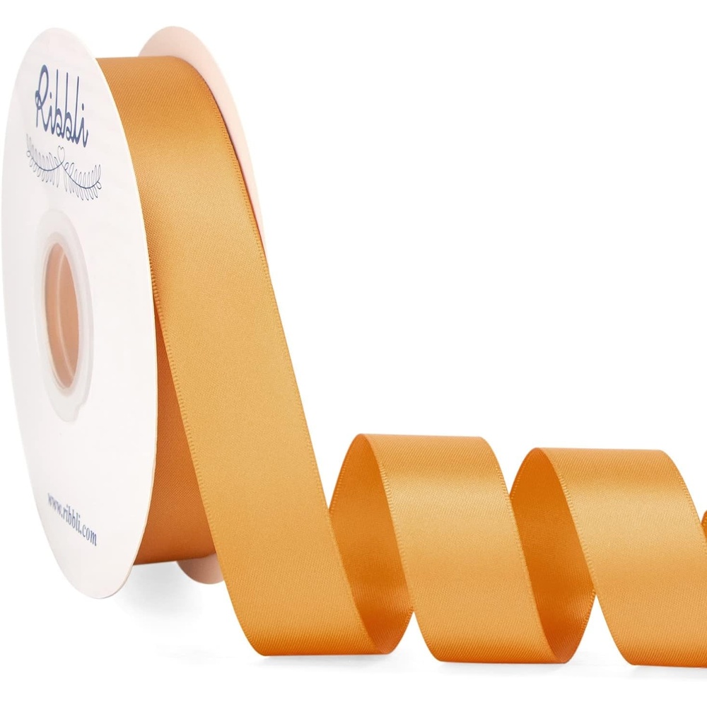 Ribbli Dusty Blue Satin Ribbon Double Faced Satin 1-1/2 Inch x Continuous 50 Yards-Blue Ribbon for Gift Wrapping Crafts Wedding Decoration Bows Bouquet Floral Arrangement(Gold Old)