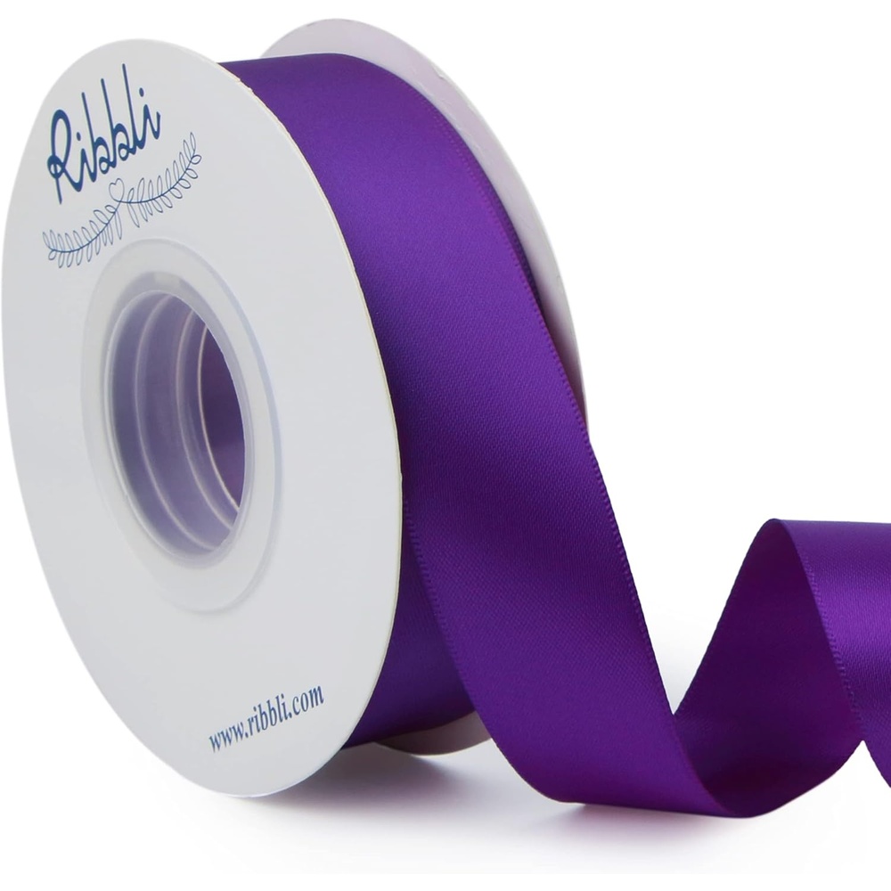 Ribbli Double Faced Rose Gold Satin Ribbon,3/8 x Continuous 25 Yards,Use for Bows Bouquet,Gift Wrapping,Floral Arrangement(Purple)