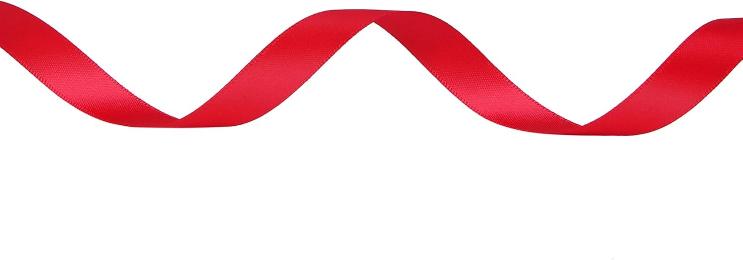 Ribbli Double Faced Rose Gold Satin Ribbon,3/8 x Continuous 25 Yards,Use for Bows Bouquet,Gift Wrapping,Floral Arrangement(Red Hot)