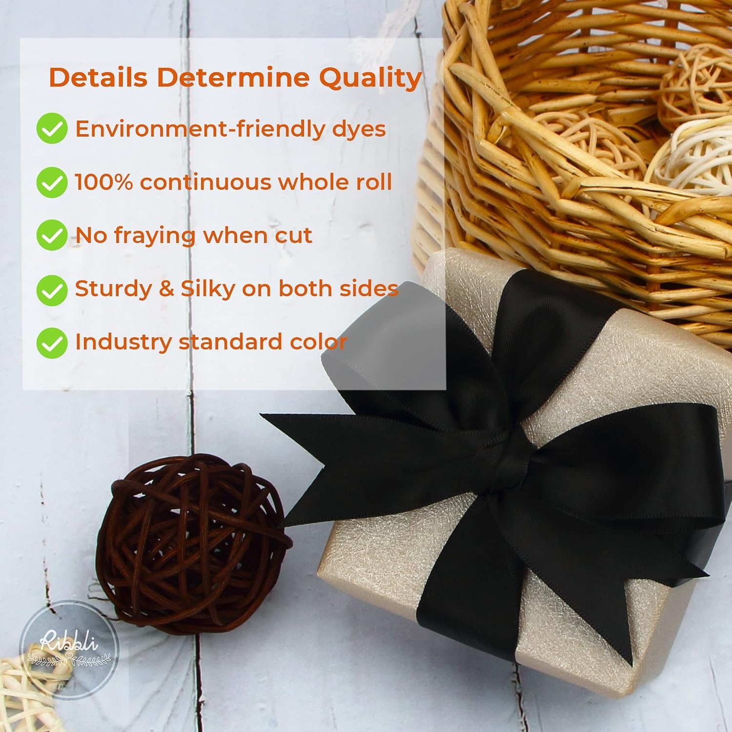 Ribbli Dusty Blue Satin Ribbon Double Faced Satin 1-1/2 Inch x Continuous 50 Yards-Blue Ribbon for Gift Wrapping Crafts Wedding Decoration Bows Bouquet Floral Arrangement(Black)