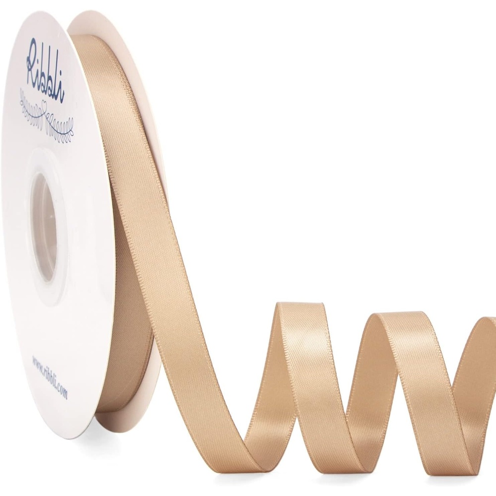 Ribbli Dusty Sage Satin Ribbon Double Faced Satin 1/2 inch x Continuous 50 Yards-Spring Moss Ribbon for Gift Wrapping Crafts Wedding Decoration Bows Bouquet Floral Arrangement(Champagne Gold)