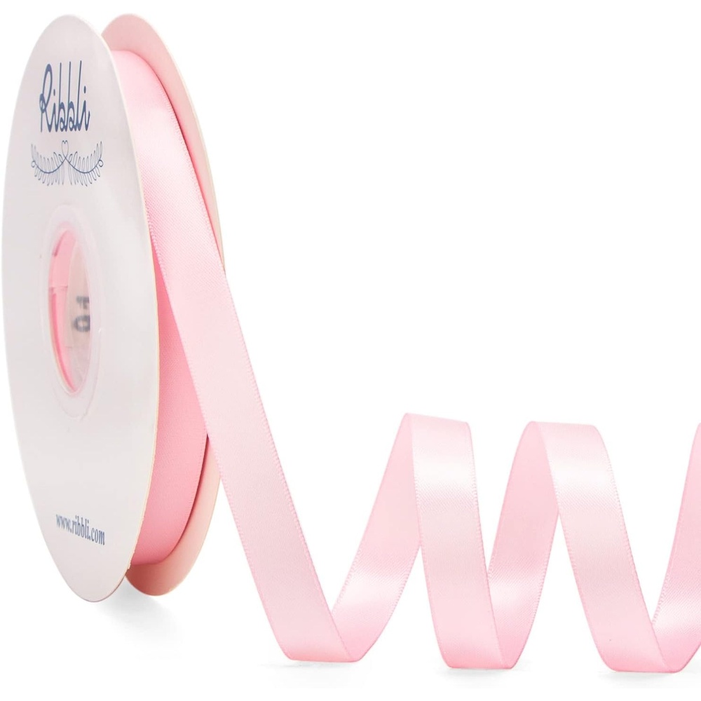 Ribbli Dusty Sage Satin Ribbon Double Faced Satin 1/2 inch x Continuous 50 Yards-Spring Moss Ribbon for Gift Wrapping Crafts Wedding Decoration Bows Bouquet Floral Arrangement(Pink Light)