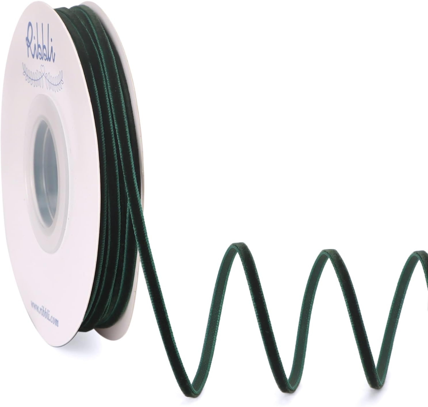 Ribbli Sage Green Velvet Ribbon 1/8 Inches Continuous 25 Yard Spool Sage Green Christmas Ribbon for Gift Wrapping Crafts Home Decor(Dark Green)