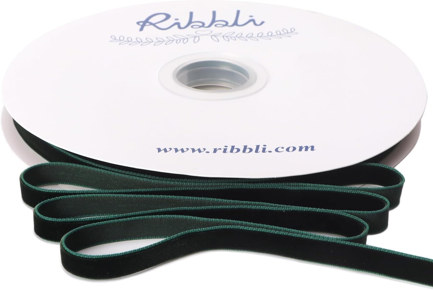 Ribbli Sage Green Velvet Ribbon 1/8 Inches Continuous 25 Yard Spool Sage Green Christmas Ribbon for Gift Wrapping Crafts Home Decor(Dark Green)