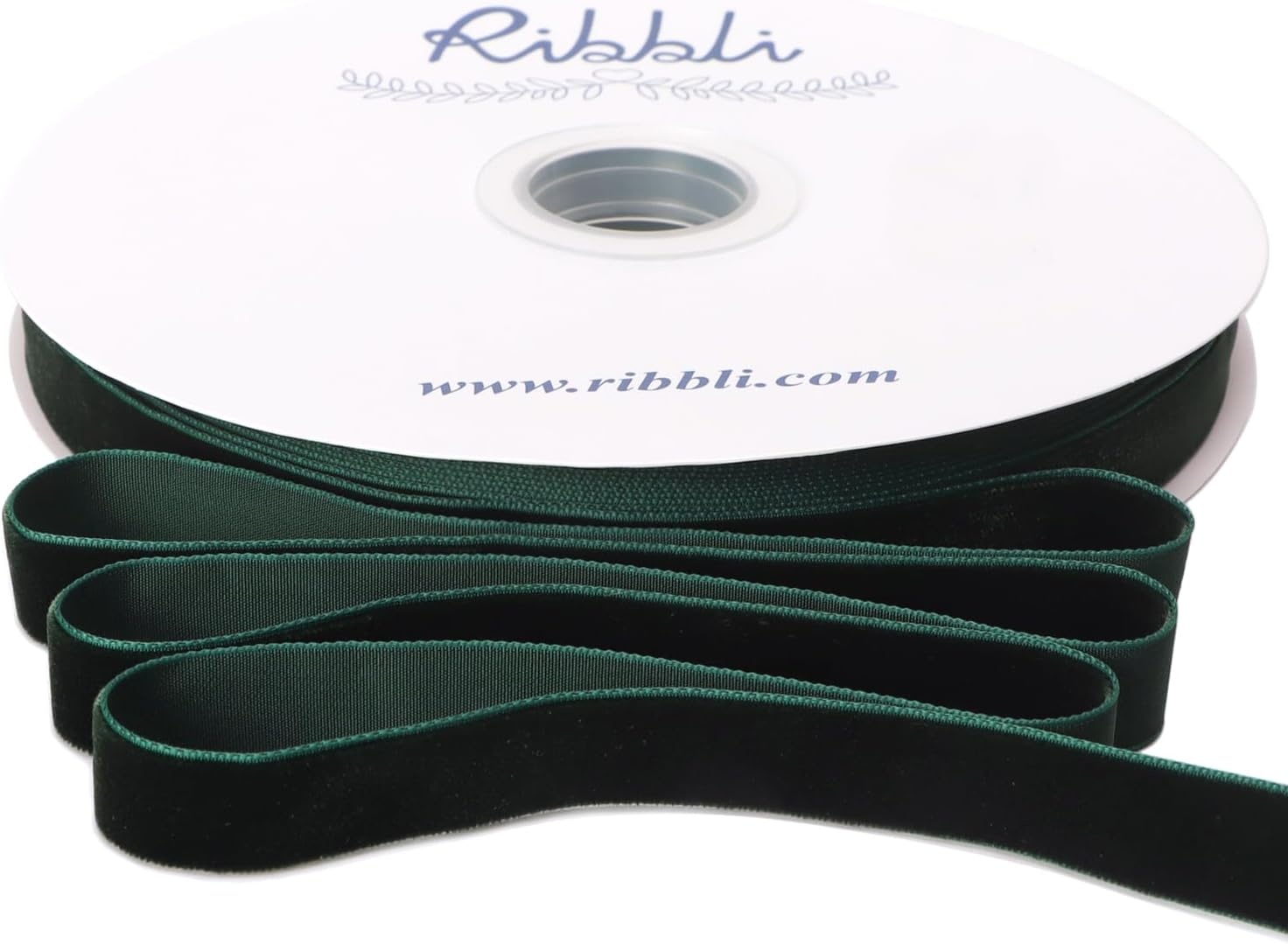 Ribbli Sage Green Velvet Ribbon 1/8 Inches Continuous 25 Yard Spool Sage Green Christmas Ribbon for Gift Wrapping Crafts Home Decor(Dark Green)