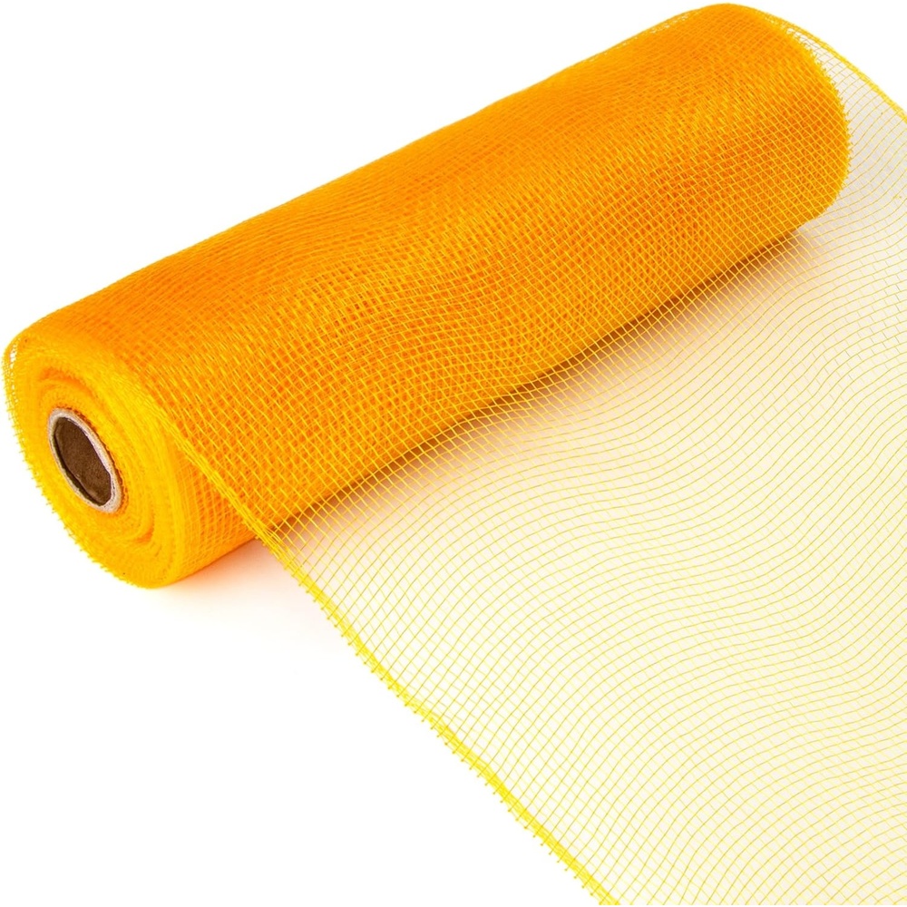 Ribbli Cream Mesh Ribbon,10 inch x 30 feet(10Yard), Christmas Ribbon for Wreath Swags and Christmas Tree Decoration (Non-Metallic)(Yellow Gold)