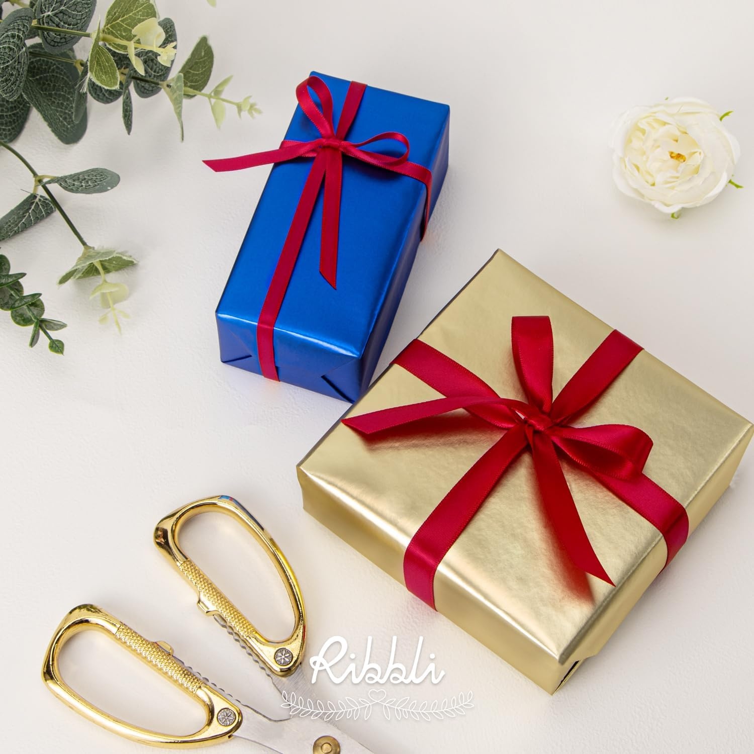 Ribbli Dusty Sage Satin Ribbon Double Faced Satin 1/2 inch x Continuous 50 Yards-Spring Moss Ribbon for Gift Wrapping Crafts Wedding Decoration Bows Bouquet Floral Arrangement(Red)