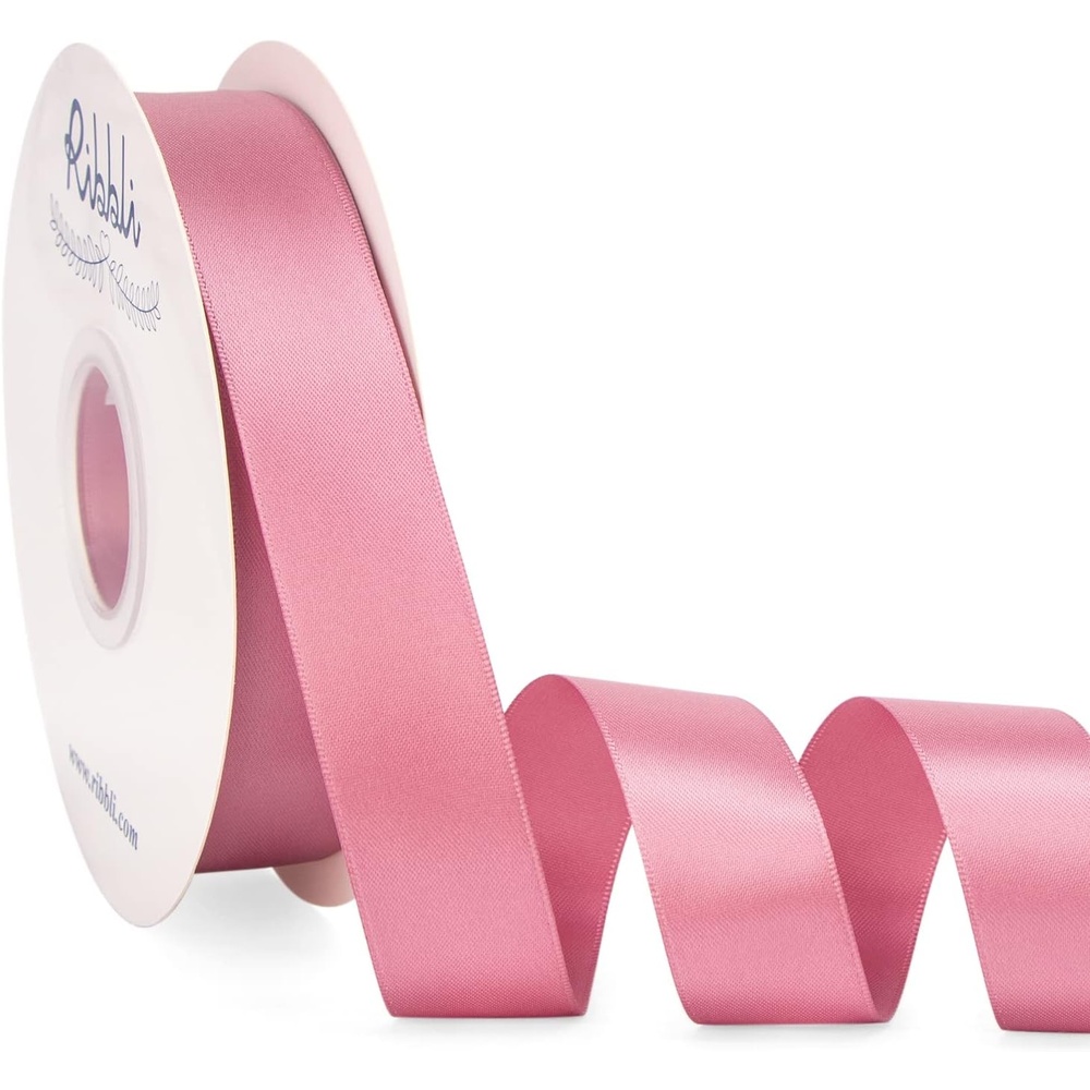 Ribbli Dusty Blue Satin Ribbon Double Faced Satin 1-1/2 Inch x Continuous 50 Yards-Blue Ribbon for Gift Wrapping Crafts Wedding Decoration Bows Bouquet Floral Arrangement(Rosy Mauve)