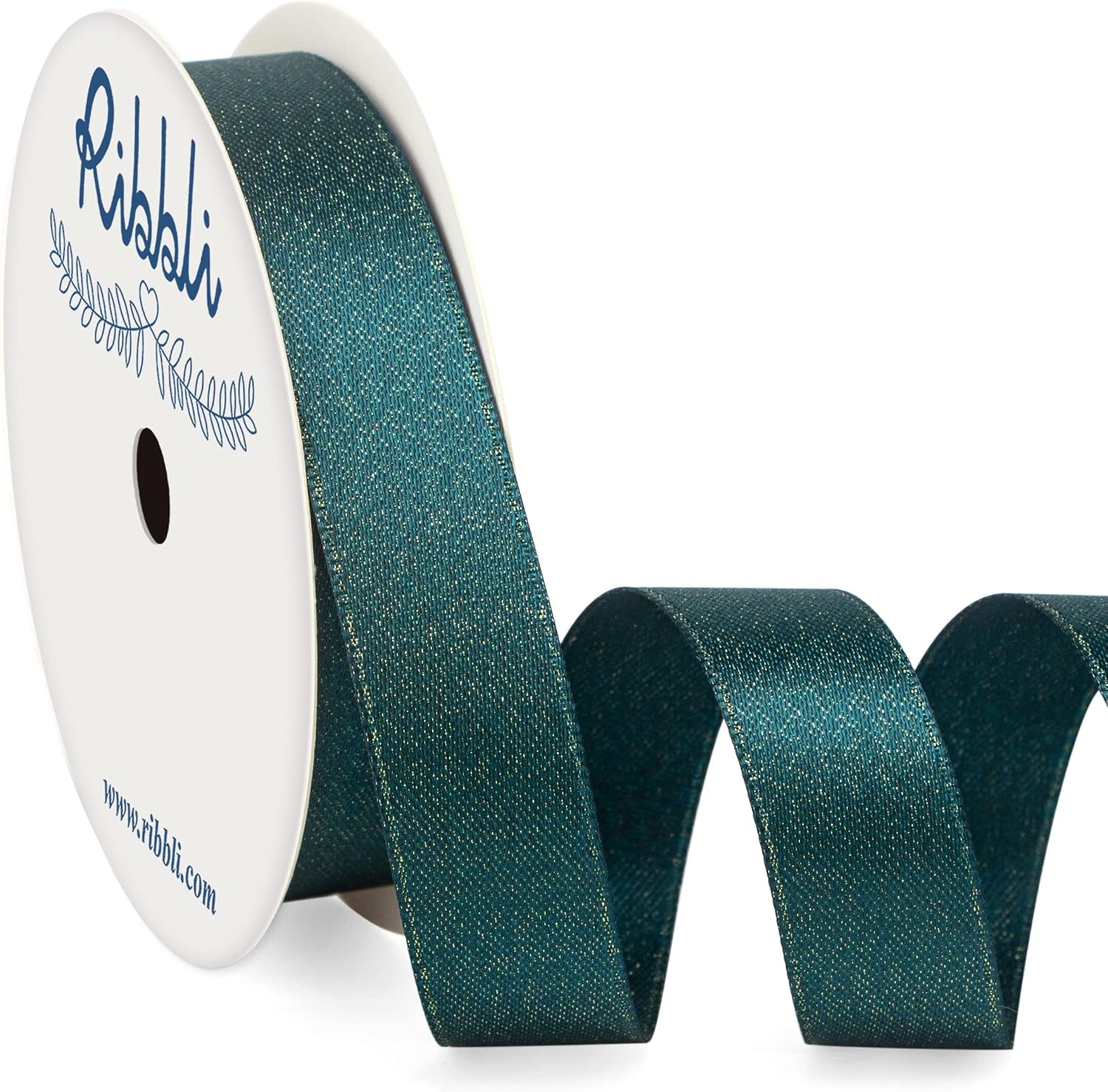 Ribbli Black Double Faced Purl Ribbon, Luxury Glitter, 3/8 Inch x 10 Yard, Wedding Ribbon for Crafts, Gift Wrapping & Bottle Decoration(Teal)