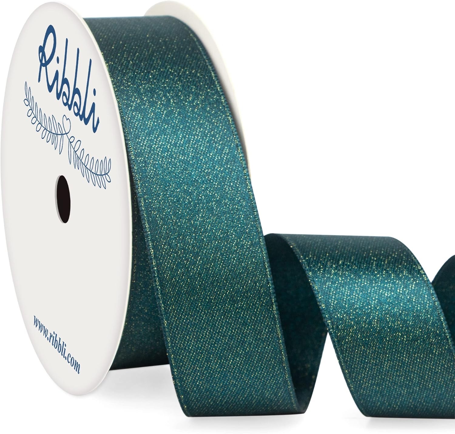 Ribbli Black Double Faced Purl Ribbon, Luxury Glitter, 3/8 Inch x 10 Yard, Wedding Ribbon for Crafts, Gift Wrapping & Bottle Decoration(Teal)