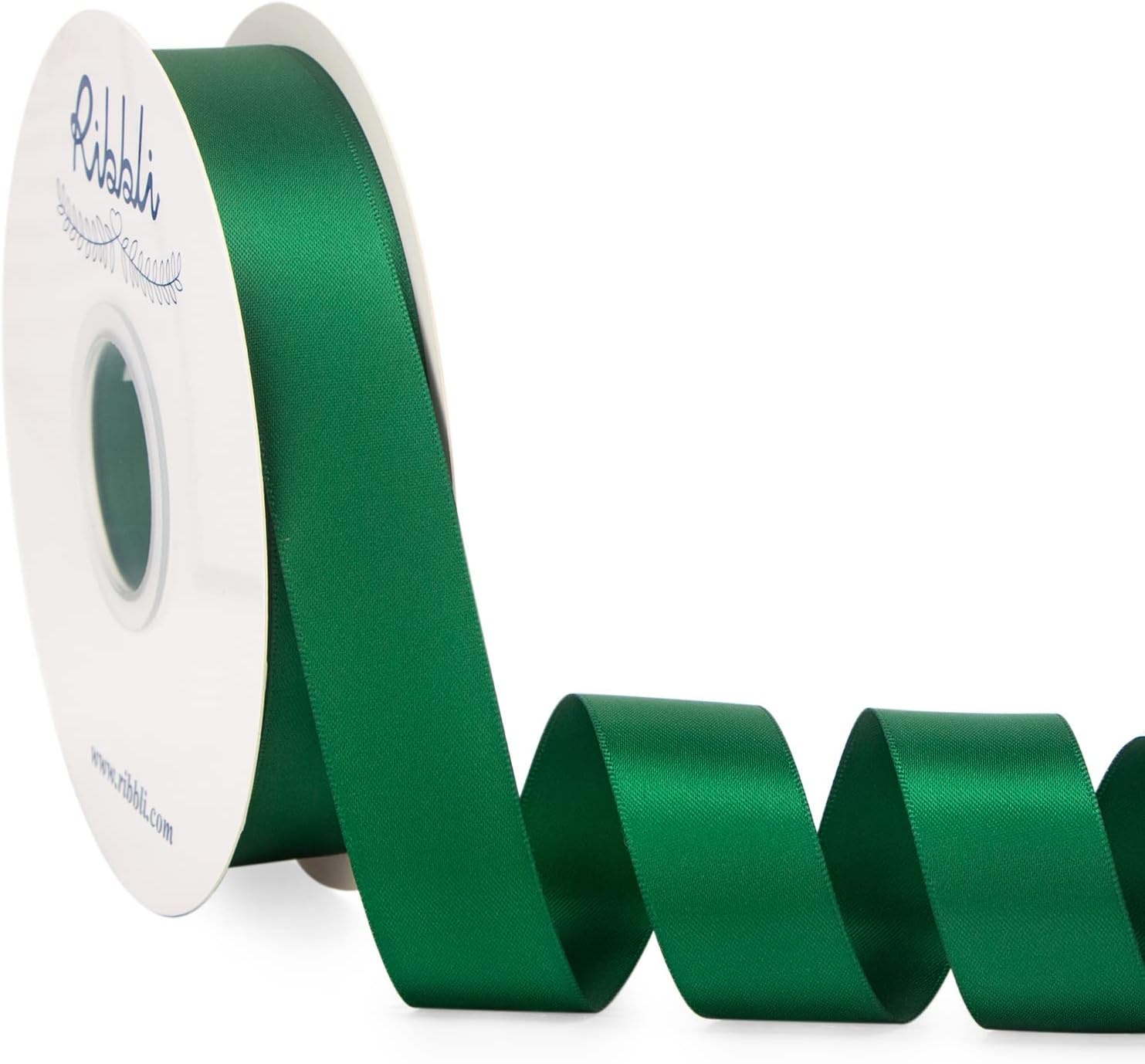 Ribbli Dusty Blue Satin Ribbon Double Faced Satin 1-1/2 Inch x Continuous 50 Yards-Blue Ribbon for Gift Wrapping Crafts Wedding Decoration Bows Bouquet Floral Arrangement(Green Forest)