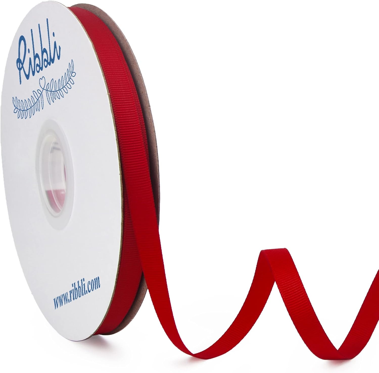 Ribbli Red Grosgrain Ribbon, 3/8 inches x Continuous 50 Yards,Use for Bows DIY Hair Accessories,Gift Wrapping,Craft and Sewing(Red)