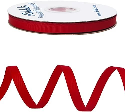 Ribbli Red Grosgrain Ribbon, 3/8 inches x Continuous 50 Yards,Use for Bows DIY Hair Accessories,Gift Wrapping,Craft and Sewing(Red)