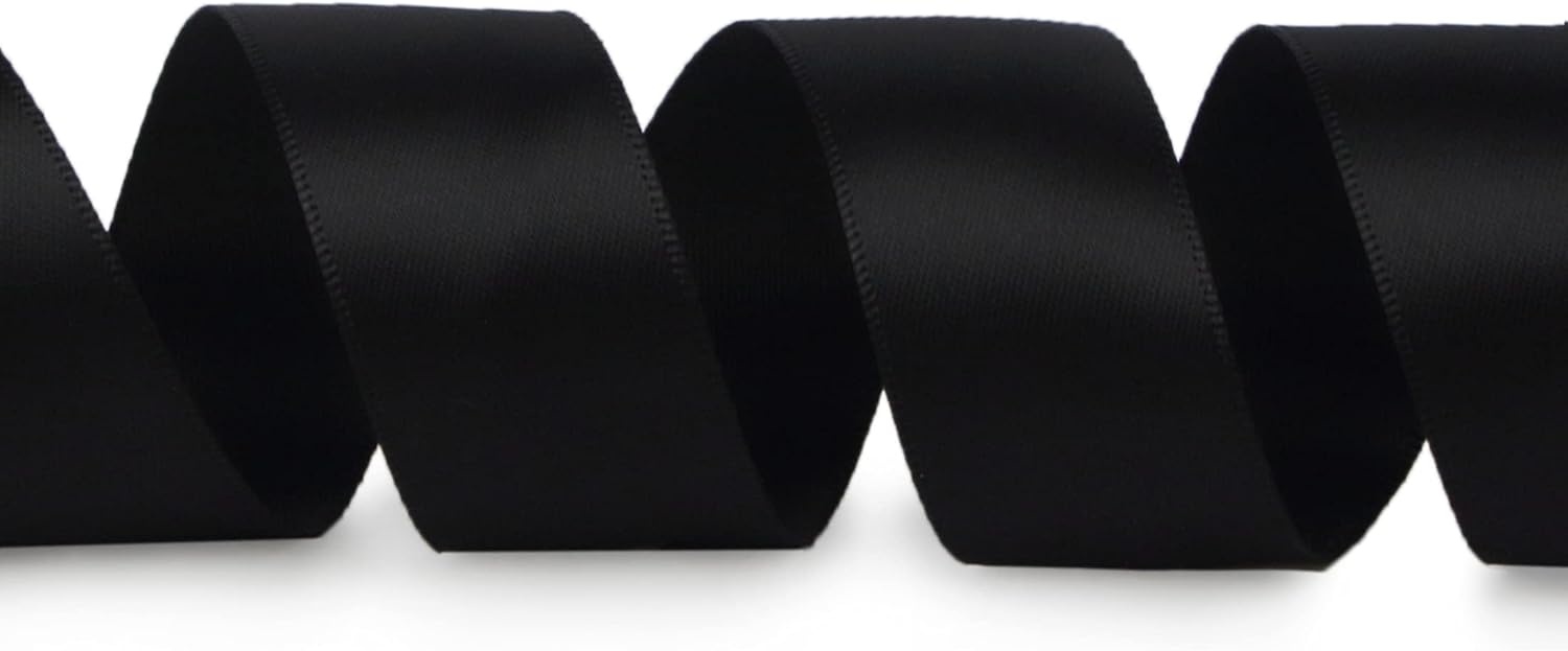 Ribbli Double Faced Rose Gold Satin Ribbon,3/8 x Continuous 25 Yards,Use for Bows Bouquet,Gift Wrapping,Floral Arrangement(Black)