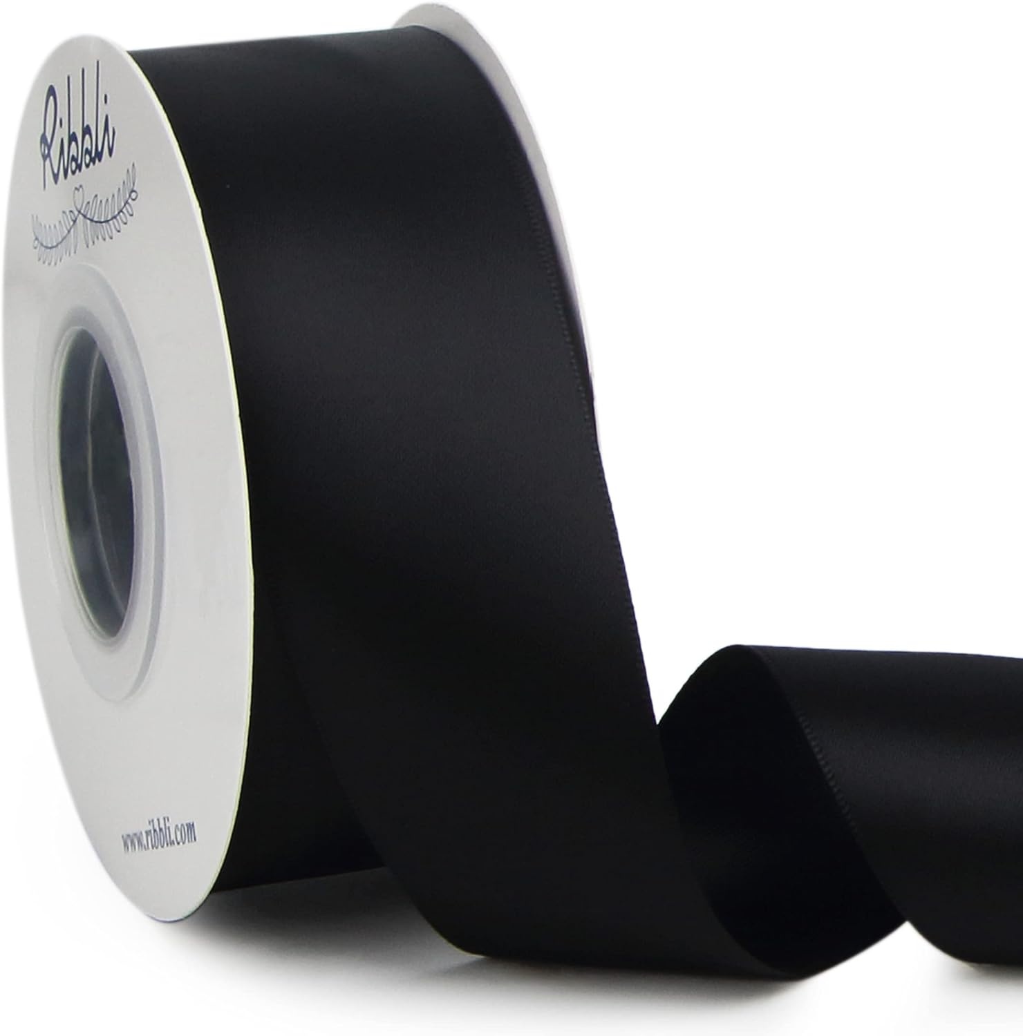 Ribbli Double Faced Rose Gold Satin Ribbon,3/8 x Continuous 25 Yards,Use for Bows Bouquet,Gift Wrapping,Floral Arrangement(Black)