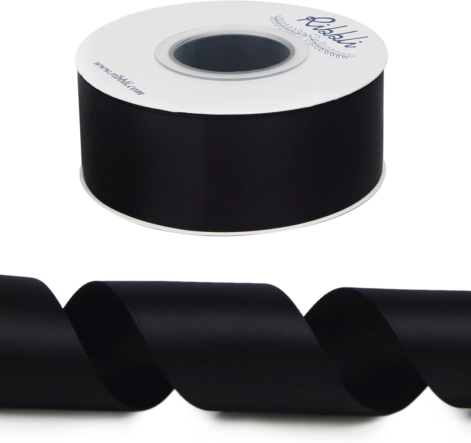 Ribbli Double Faced Rose Gold Satin Ribbon,3/8 x Continuous 25 Yards,Use for Bows Bouquet,Gift Wrapping,Floral Arrangement(Black)