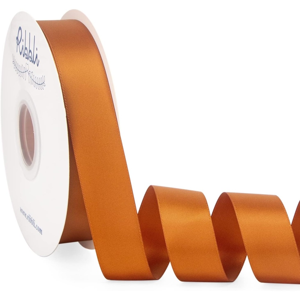 Ribbli Dusty Blue Satin Ribbon Double Faced Satin 1-1/2 Inch x Continuous 50 Yards-Blue Ribbon for Gift Wrapping Crafts Wedding Decoration Bows Bouquet Floral Arrangement(Copper)