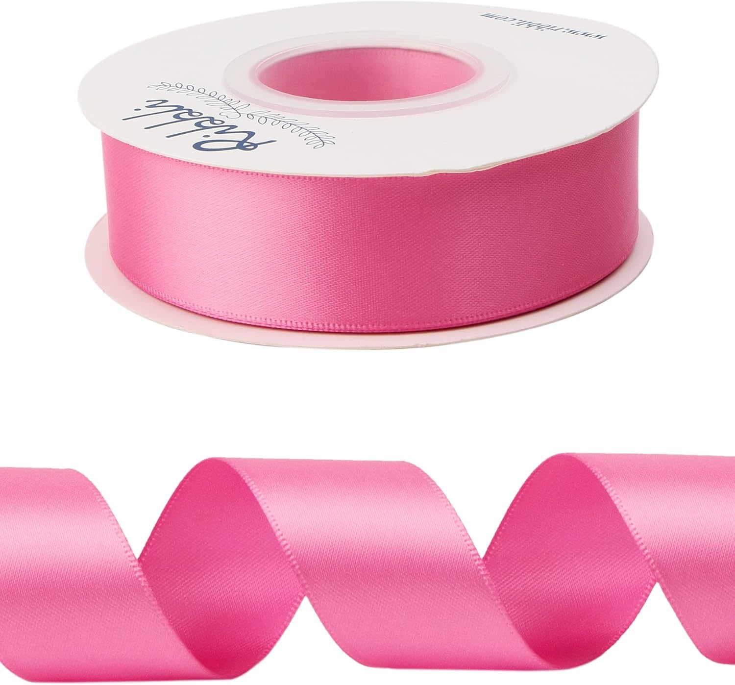 Ribbli Double Faced Rose Gold Satin Ribbon,3/8 x Continuous 25 Yards,Use for Bows Bouquet,Gift Wrapping,Floral Arrangement(Pink Hot)