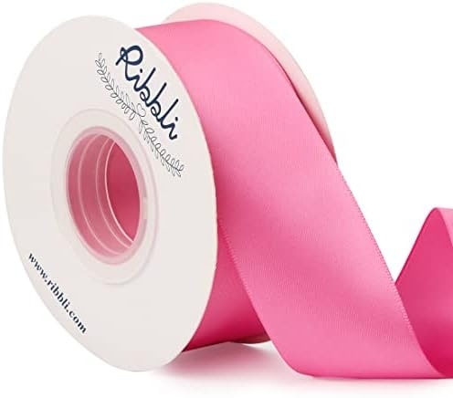Ribbli Double Faced Rose Gold Satin Ribbon,3/8 x Continuous 25 Yards,Use for Bows Bouquet,Gift Wrapping,Floral Arrangement(Pink Hot)