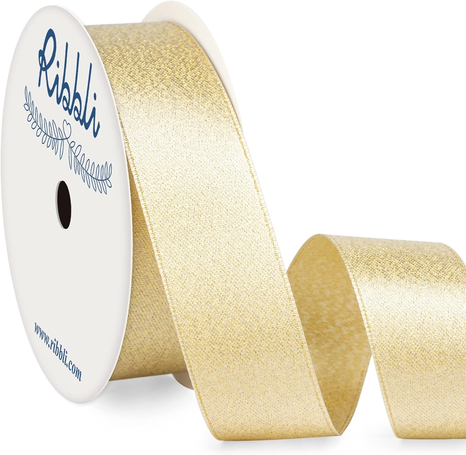 Ribbli Black Double Faced Purl Ribbon, Luxury Glitter, 3/8 Inch x 10 Yard, Wedding Ribbon for Crafts, Gift Wrapping & Bottle Decoration(Champagne Gold)