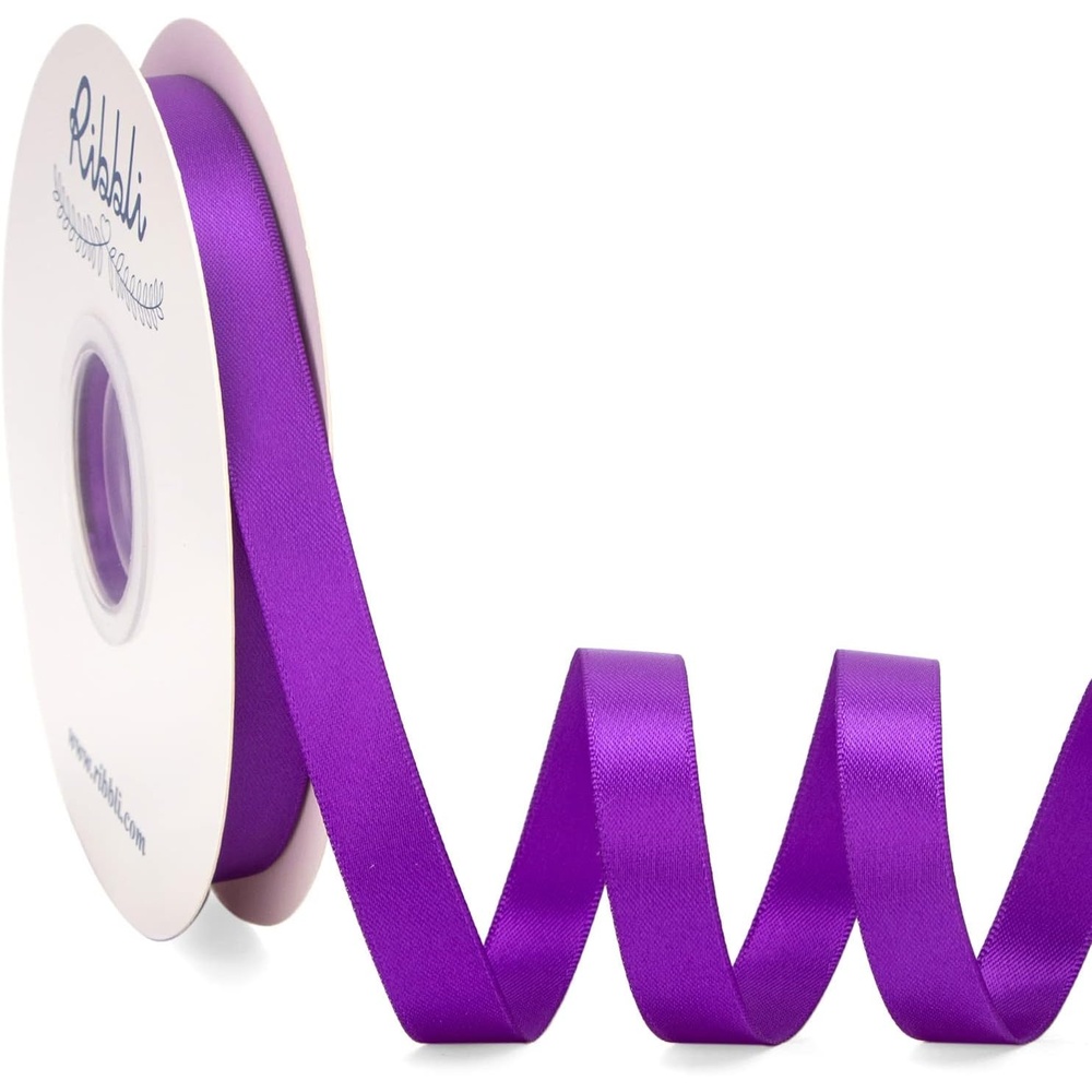 Ribbli Dusty Sage Satin Ribbon Double Faced Satin 1/2 inch x Continuous 50 Yards-Spring Moss Ribbon for Gift Wrapping Crafts Wedding Decoration Bows Bouquet Floral Arrangement(Purple)
