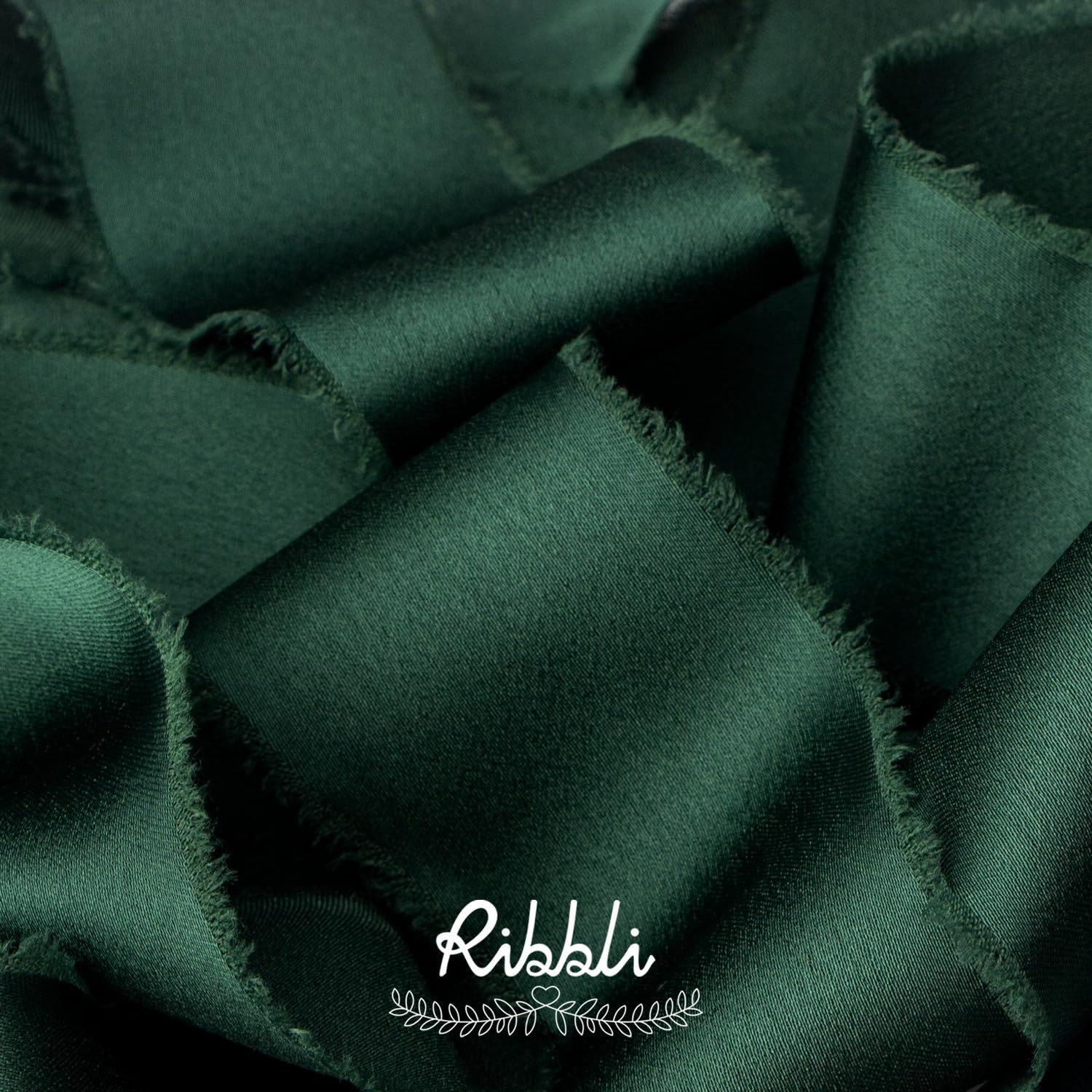 Ribbli Terracotta Silk Satin Ribbon 1.5 Inch x 30 Yard Handmade Frayed Chiffon Burnt Orange Ribbon for Gift Wrapping Wedding Invitations Bridal Bouquets Home Decor(Forest Green)