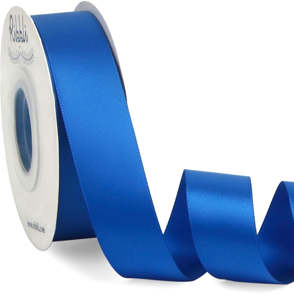 Ribbli Double Faced Rose Gold Satin Ribbon,3/8 x Continuous 25 Yards,Use for Bows Bouquet,Gift Wrapping,Floral Arrangement(Blue Royal)