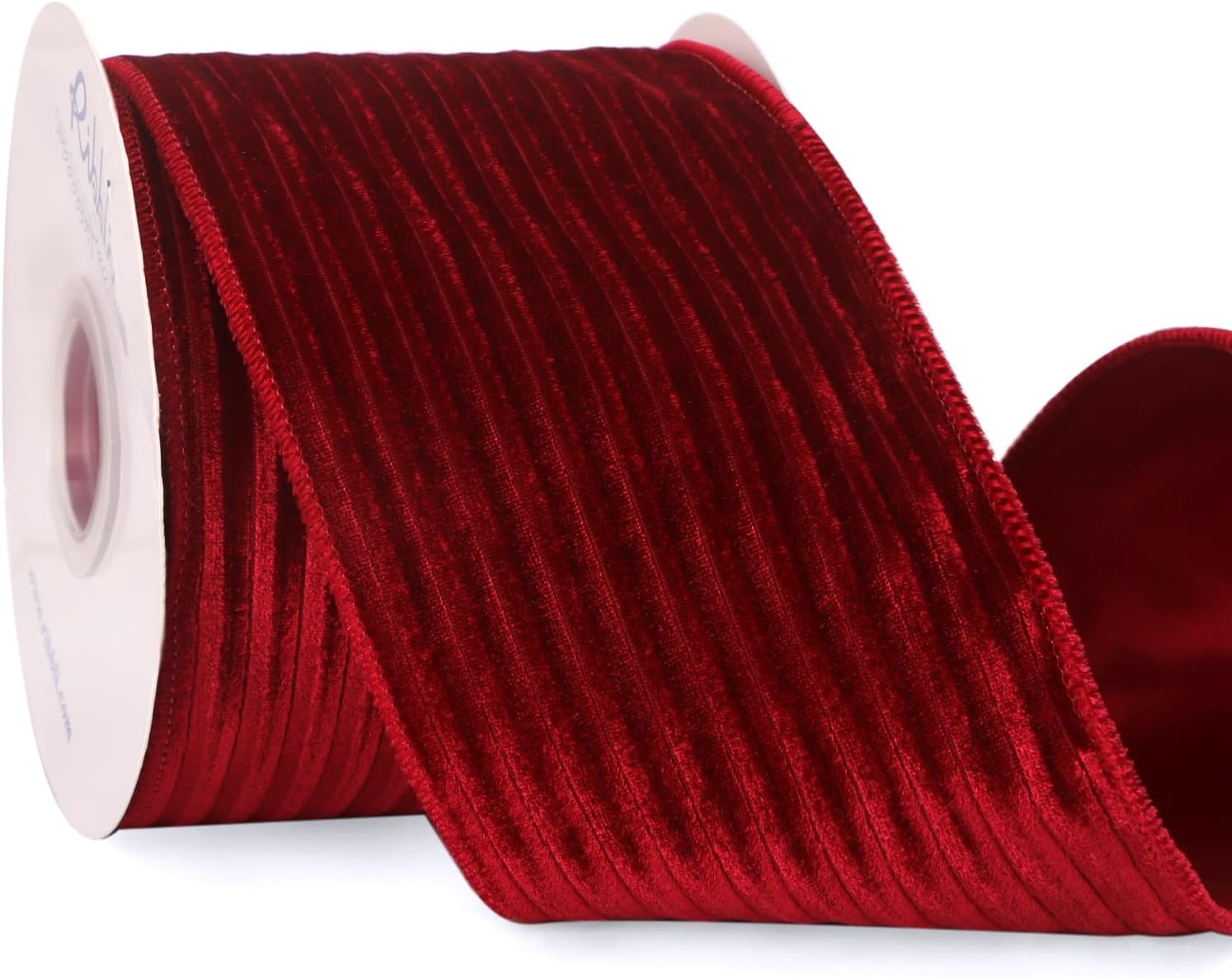 Ribbli Glossy Dusty Green Velvet Wired Ribbon 2.5 Inch Striped Velvet Christmas Ribbon for Gift Wrapping Christmas Tree Decoration Crafts Wreaths Supplies-Continuous 10 Yards(Dark Red)