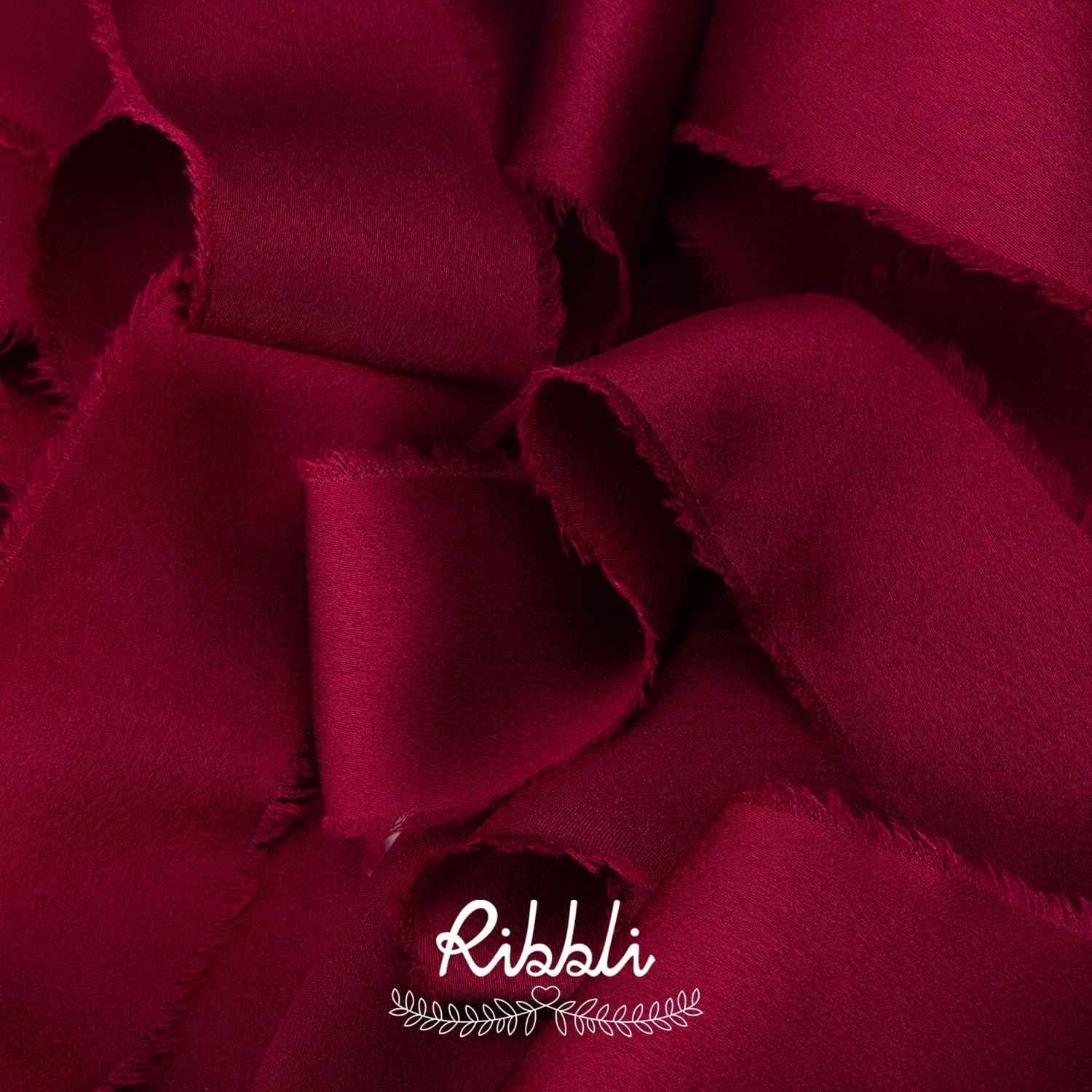 Ribbli Terracotta Silk Satin Ribbon 1.5 Inch x 30 Yard Handmade Frayed Chiffon Burnt Orange Ribbon for Gift Wrapping Wedding Invitations Bridal Bouquets Home Decor(Burgundy)