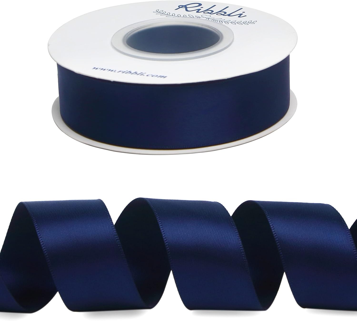 Ribbli Double Faced Rose Gold Satin Ribbon,3/8 x Continuous 25 Yards,Use for Bows Bouquet,Gift Wrapping,Floral Arrangement(Blue Navy)