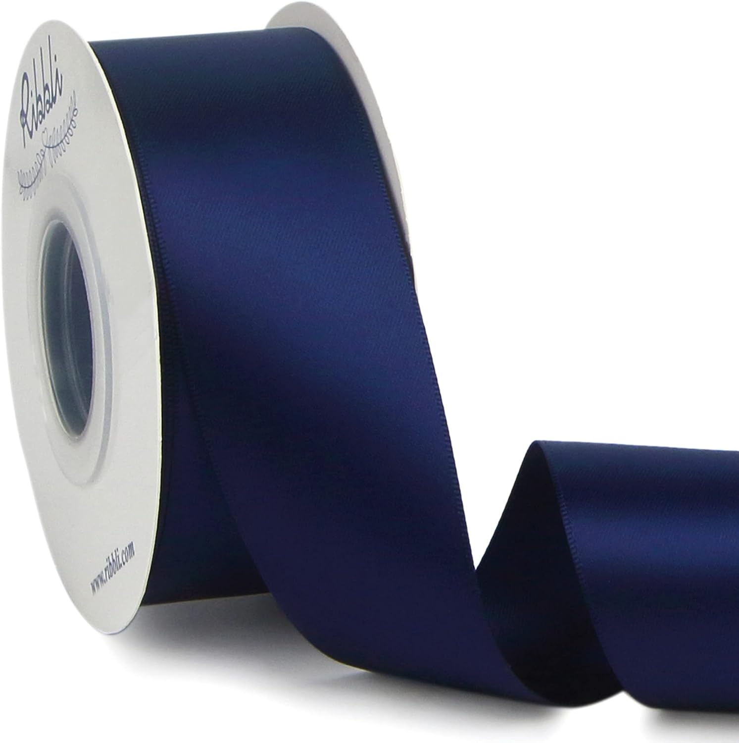 Ribbli Double Faced Rose Gold Satin Ribbon,3/8 x Continuous 25 Yards,Use for Bows Bouquet,Gift Wrapping,Floral Arrangement(Blue Navy)